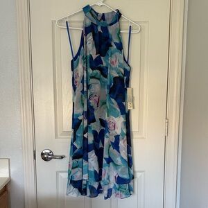 Eliza J blue white floral dress
